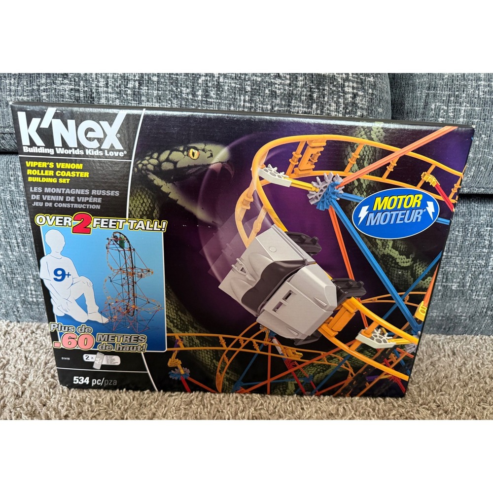 K'NEX Viper's Venom Roller Coaster Kids 534pc Multicolor New Motorized 51416